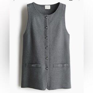 H&M Fine-Knit Vest Sweater Button Down– Gray